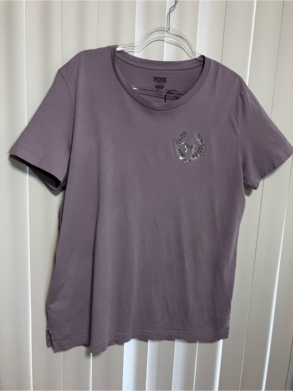 PINK Victoria's Secret Mauve Short-Sleeve Crewneck Tee with Sequin Crest